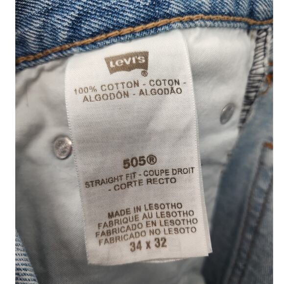 Levi’s 505 Men’s Straight Fit Jeans Light Wash 34x32 100% Cotton - Picture 8 of 10